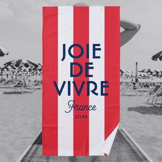Joie De Vivre France Red Cabana Stripe Französisch Strandtuch