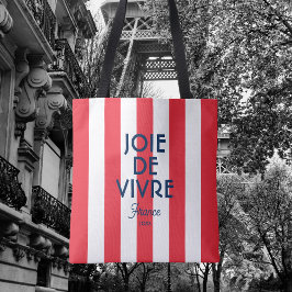 Joie De Vivre France Red Cabana Stripe Französisch Tasche
