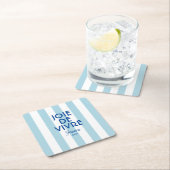 Joie De Vivre Nice Blue Cabana Stripe Französisch Rechteckiger Pappuntersetzer (Vor Ort)