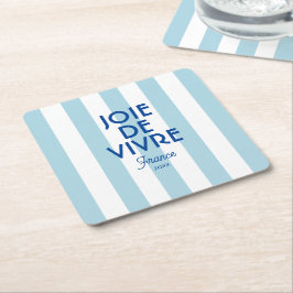 Joie De Vivre Nice Blue Cabana Stripe Französisch Rechteckiger Pappuntersetzer