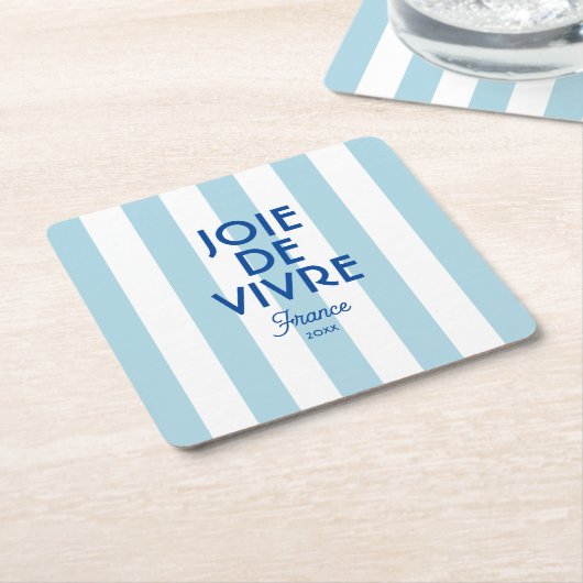 Joie De Vivre Nice Blue Cabana Stripe Französisch Rechteckiger Pappuntersetzer (angewinkelt)