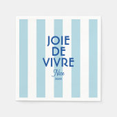 Joie De Vivre Nice Blue Cabana Stripe Französisch Serviette (Vorderseite)