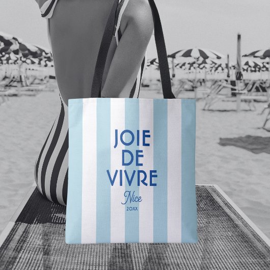 Joie De Vivre Nice Blue Cabana Stripe Französisch Tasche