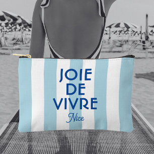 Joie De Vivre Nice Blue Cabana Stripe Französisch Zubehörtasche