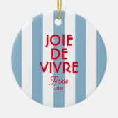 Joie De Vivre Paris French Blue Cabana Stripe Keramik Ornament (Vorne)