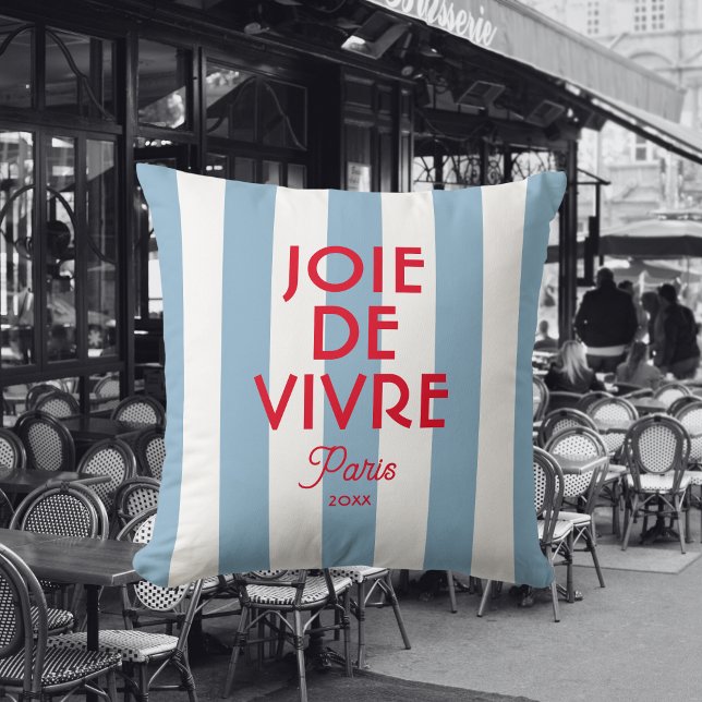 Joie De Vivre Paris French Blue Cabana Stripe Kissen (Von Creator hochgeladen)