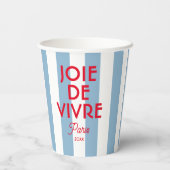 Joie De Vivre Paris French Blue Cabana Stripe Pappbecher (Rückseite)