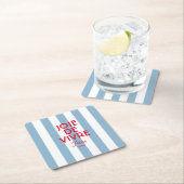 Joie De Vivre Paris French Blue Cabana Stripe Rechteckiger Pappuntersetzer (Vor Ort)