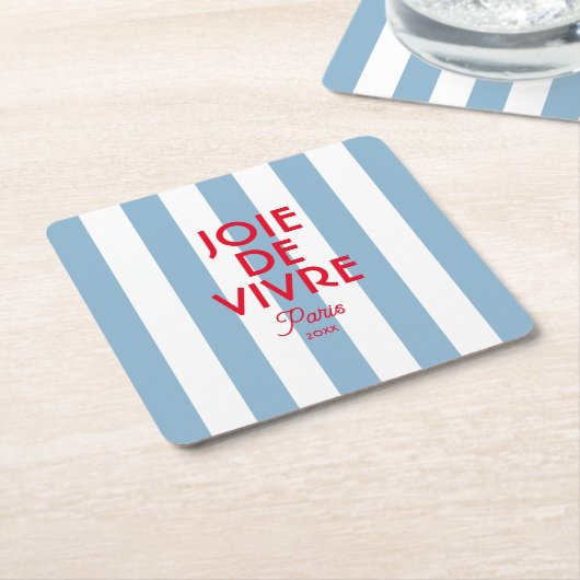 Joie De Vivre Paris French Blue Cabana Stripe Rechteckiger Pappuntersetzer (angewinkelt)