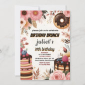Join Donut pancake Erwachsenen rosa Brunch 30. Geb Einladung (Vorderseite)