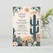 Join Elegant Fiesta Cactus Floral Mexican Wedding Einladung (Stehend Vorderseite)