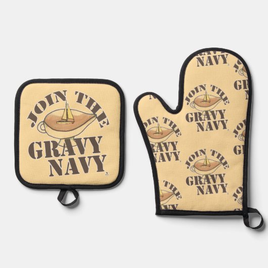 Join Gravy Navy Food Funny Cartoon Motto Ofenhandschuh & Topflappen-Set (Vorderseite)