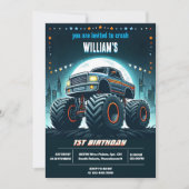 Join Kids Boy Cars Cool Monster Truck 1. Geburtsta Einladung (Vorderseite)