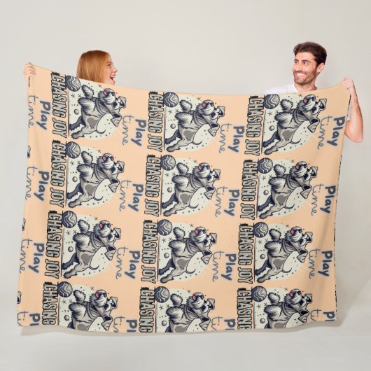 Join Motion: Grauer Hund und Ball-Spielzeit Fleecedecke (Beispiel)