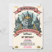 Join Niedlich Kids Hero Boys Girls Ritter 1. Gebur Einladung (Vorderseite)