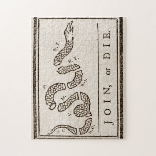 Join oder Die Benjamin Franklin Politischer Carto Puzzle