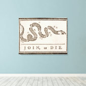 Join oder Die Benjamin Franklin Politischer Cartoo Leinwanddruck (Insitu (Holzboden))