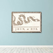 Join oder Die Benjamin Franklin Politischer Cartoo Leinwanddruck (Insitu (Holzboden))