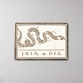 Join oder Die Benjamin Franklin Politischer Cartoo Leinwanddruck (Vorderseite)