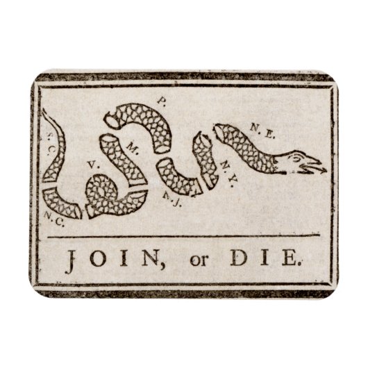 Join oder Die Benjamin Franklin Politischer Cartoo Magnet (Horizontal)