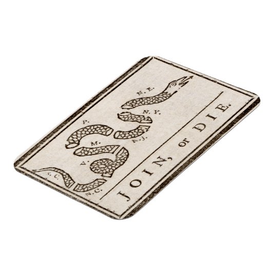 Join oder Die Benjamin Franklin Politischer Cartoo Magnet (Linke Seite)