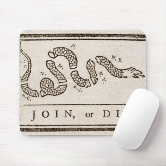 Join oder Die Benjamin Franklin Politischer Cartoo Mousepad (Mit Mouse)