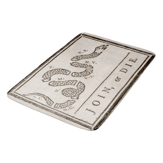 Join oder Die Rattlesnake: Cartoon Benjamin Frankl Badematte (Schrägansicht)