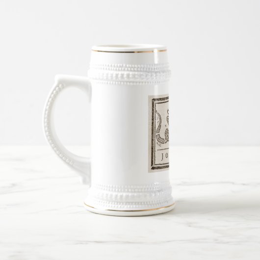 Join oder Die Rattlesnake: Cartoon Benjamin Frankl Bierglas (Links)