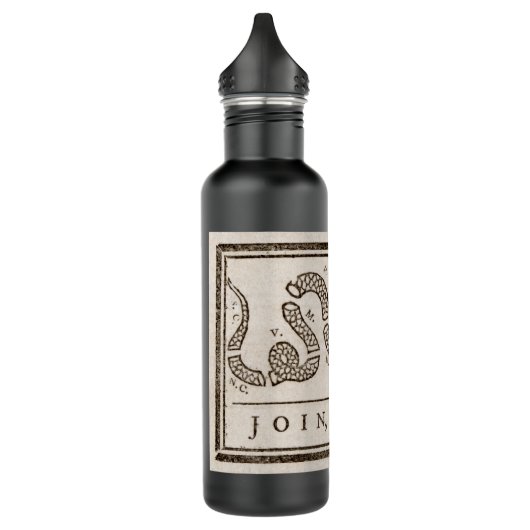 Join oder Die Rattlesnake: Cartoon Benjamin Frankl Edelstahlflasche (Links)