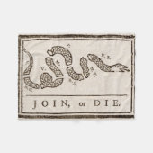 Join oder Die Rattlesnake: Cartoon Benjamin Frankl Fleecedecke (Vorderseite (Horizontal))