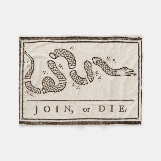 Join oder Die Rattlesnake: Cartoon Benjamin Frankl Fleecedecke (Vorderseite (Horizontal))