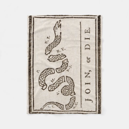 Join oder Die Rattlesnake: Cartoon Benjamin Frankl Fleecedecke (Vorderseite)