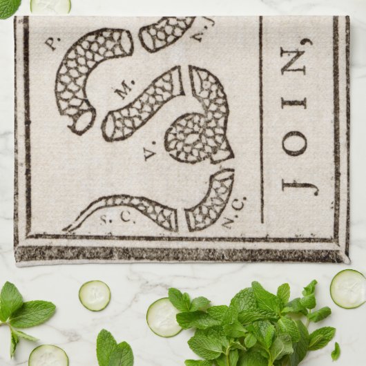 Join oder Die Rattlesnake: Cartoon Benjamin Frankl Geschirrtuch (Gefaltet)