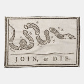 Join oder Die Rattlesnake: Cartoon Benjamin Frankl Geschirrtuch (Horizontal)