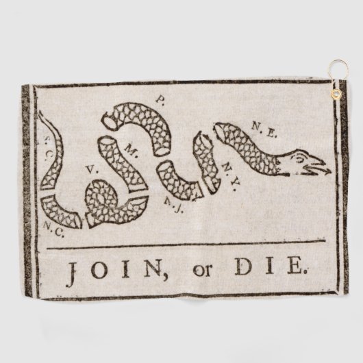 Join oder Die Rattlesnake: Cartoon Benjamin Frankl Golfhandtuch (Horizontal)