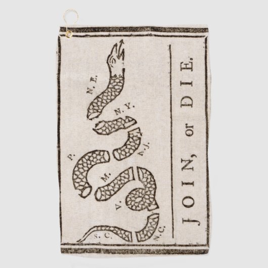 Join oder Die Rattlesnake: Cartoon Benjamin Frankl Golfhandtuch (Vorderseite)