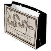 Join oder Die Rattlesnake: Cartoon Benjamin Frankl Große Geschenktüte (Rückseite Schrägansicht)