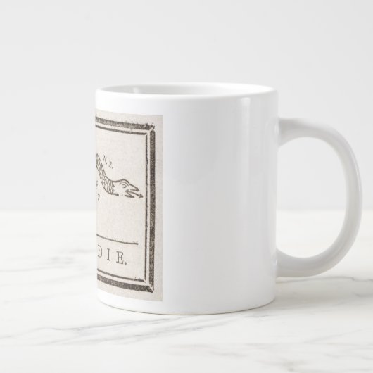 Join oder Die Rattlesnake: Cartoon Benjamin Frankl Jumbo-Tasse (Rechts)