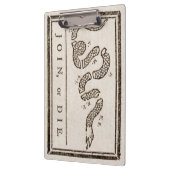 Join oder Die Rattlesnake: Cartoon Benjamin Frankl Klemmbrett (Links)