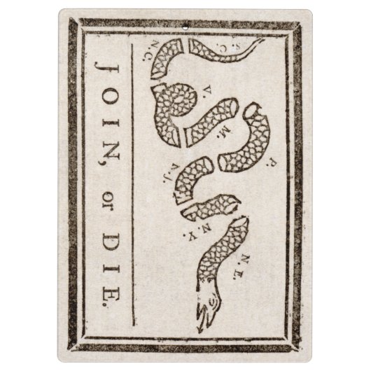 Join oder Die Rattlesnake: Cartoon Benjamin Frankl Klemmbrett (Rückseite)