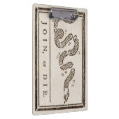 Join oder Die Rattlesnake: Cartoon Benjamin Frankl Klemmbrett (Rechts)