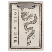 Join oder Die Rattlesnake: Cartoon Benjamin Frankl Klemmbrett (Vorderseite)