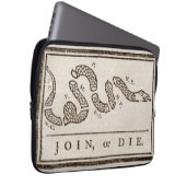 Join oder Die Rattlesnake: Cartoon Benjamin Frankl Laptopschutzhülle (Vorne Rechts)