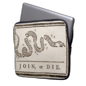 Join oder Die Rattlesnake: Cartoon Benjamin Frankl Laptopschutzhülle (Vorderseite Links)