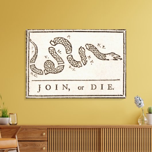 Join oder Die Rattlesnake: Cartoon Benjamin Frankl Leinwanddruck (Insitu (Wohnzimmer))