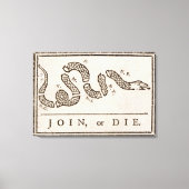 Join oder Die Rattlesnake: Cartoon Benjamin Frankl Leinwanddruck (Vorderseite)
