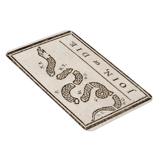 Join oder Die Rattlesnake: Cartoon Benjamin Frankl Magnet (Rechte Seite)