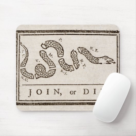 Join oder Die Rattlesnake: Cartoon Benjamin Frankl Mousepad (Mit Mouse)