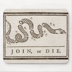 Join oder Die Rattlesnake: Cartoon Benjamin Frankl Mousepad