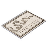 Join oder Die Rattlesnake: Cartoon Benjamin Frankl Notizblock (Linke Seite)